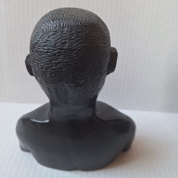 Antique Set of 2 Hand Carved Ebony Wood African Tribal Bust - Picture 10 of 12